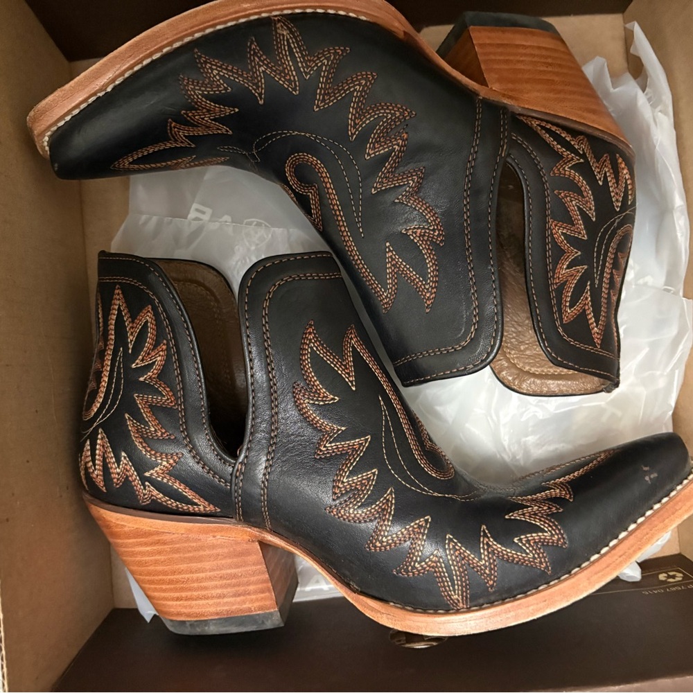 Ariat Black and Brown Western Ankle Boots